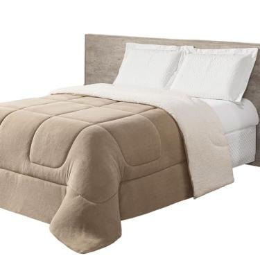 Imagem de Maya Coberdrom Dupla Face, Sherpa e Fleece,Cobertor Térmico para Inverno, Disponivel Solteiro ou King (Bege, King (Padrão do Reino Unido))