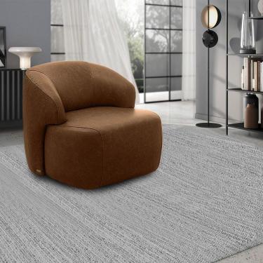 Imagem de Poltrona Decorativa Charlote Sala De Estar Base Fixa Couro Marrom Claro Manchado G88 - Gran Belo