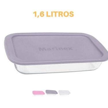 Imagem de Travessa Retangular Vidro Com Tampa 1,6L Assados Marinex - NADIR FIGUE