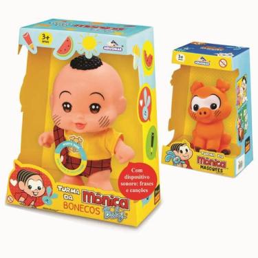 Imagem de Kit Boneco + Mascote Turma da Monica Baby Cascão +Chovinista Fala Fras