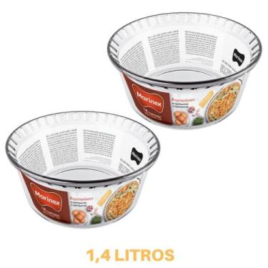 Imagem de 2 Travessa Suflê 1,4ml Forma de Vidro Temperado Marinex - NADIR FIGUER