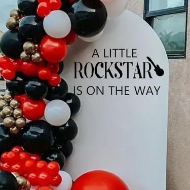 Imagem de Capiont A Little Rockstar is on the Way - Decoração de festa de rock & roll, decalque de revelação de gênero para chá de bebê com tema de rock, arco de balão