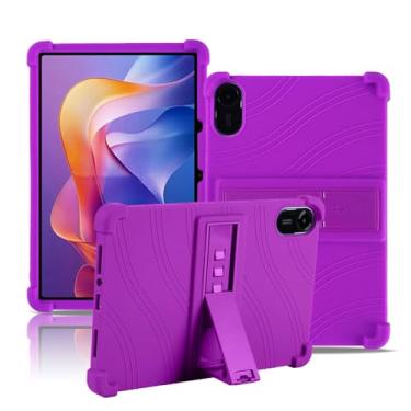 Imagem de Capa para tablet Xiaomi Redmi Pad 2 de 11 polegadas, capa protetora NOUKAJU Tablet, suporte ajustável, silicone macio, capa de proteção de silicone para Redmi Pad 2 (roxa)