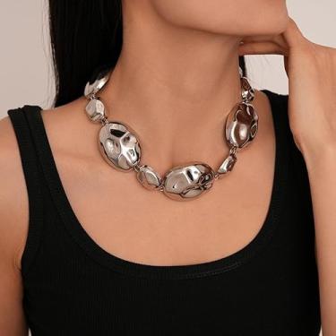 Imagem de Colar de ouro grosso para mulheres – Colar moderno banhado a ouro 14 k não mancha, colares grossos de ouro grosso, colares para mulheres, joias, presentes, Medium, Cobre, Sem Pedra Preciosa