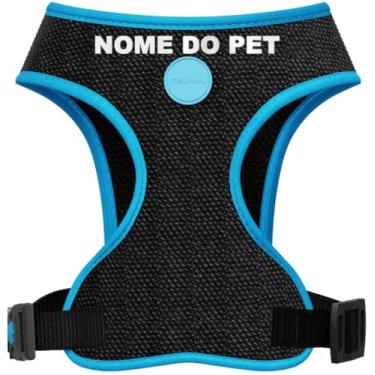 Imagem de Combo Peitoral Style Para Cachorro Com Guia Tradicional, Localizador e Nome Personalizado (Neon Azul, P)