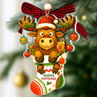 Imagem de Árvore de Natal com enfeites de meia de alce