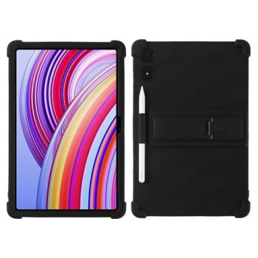 Imagem de QYiiD Capa para tablet Xiaomi Redmi Pad Pro/Xiaomi Poco Pad 2024 de 12,1 polegadas, capa protetora dobrável de silicone leve para crianças, macia e resistente a choques, preta