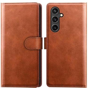 Imagem de RadEnergy Capa carteira de couro genuíno com bloqueio de EMF com suporte para cartão para Samsung Galaxy, proteção antiradiação eletromagnética, bloqueador de radiação (marrom, para Galaxy S24 FE)