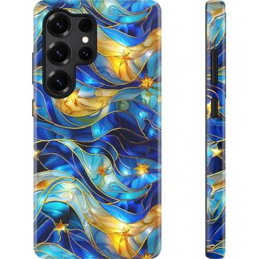 Imagem de Esdot Capa para Samsung Galaxy S24 Ultra - Compatível com carregamento sem fio - Silicone macio de camada dupla + capa rígida - Design de flores silvestres - Capa protetora para celular para mulheres