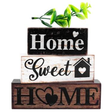 Imagem de Framendino, Pacote com 4, decoração moderna de casa de fazenda, mesa de madeira, centro de mesa, bloco em camadas, decoração rústica, folhas, doce lar