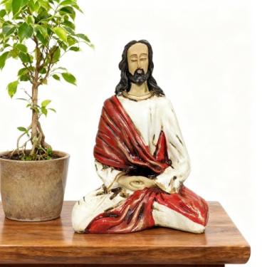 Imagem de Jesus cristo meditando sananda espiritualidade imagem resina Branco 22 cm
