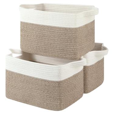 Imagem de OIASKET Cesta de armazenamento para organização, cestas de tecido para armazenamento, cestas decorativas retangulares para guarda-roupas, brinquedos, livros, caixas organizadoras de berçário - pacote