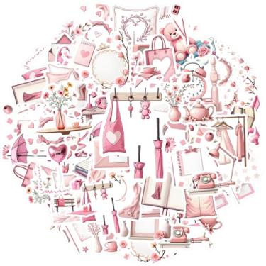 Imagem de 50 peças rosa pastel objetos vintage decoração de casa adesivos DIY adesivos de recompensa de professor caseiro para telefone faça você mesmo, guitarra, laptop, notebook, mala, copo, guitarra, laptop