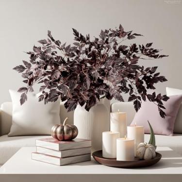 Imagem de Ttranewsoo Cimicifuga artificial planta folha plantas falsas caules de outono para vasos, folhas falsas, plantas de seda para decoração de outono para mesa de jantar em casa, casamento, decorações de