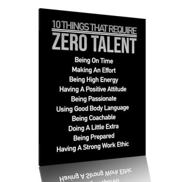 Imagem de Pôster motivacional emoldurado de 30 x 40,6 cm - 10 coisas que exigem zero talento, arte de parede inspiradora, pronto para pendurar, escritório e decoração de casa para academia, sala de aula, local