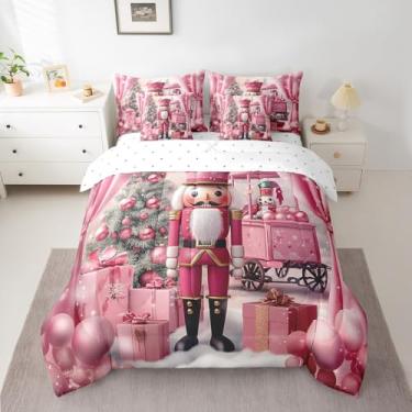 Imagem de Castle Fairy Conjunto de edredom com estampa de quebra-nozes de Natal, 7 peças, tamanho king, árvore de Natal, para crianças, desenho animado de soldado (edredom + lençol de cima + 2 fronhas + 2