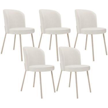 Imagem de Kit 05 Cadeiras Para Sala de Jantar Cozinha Estofada Gavi Arena L02 Linho Bege - Lyam Decor