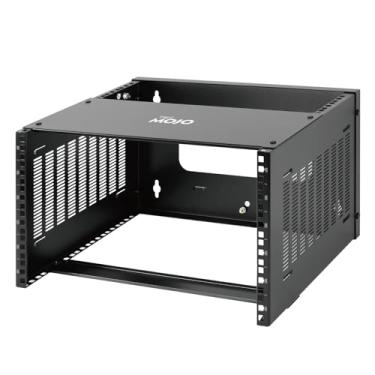 Imagem de Tecmojo Rack de montagem na parede 6U, rack 6U 35,3 cm de profundidade, capacidade de peso de 60 kg, rack de rede de 48 cm para servidor raso e equipamentos de TI, switches de rede, suporte de painel