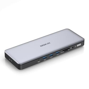 Imagem de MOKiN Base Thunderbolt 4 – 16 portas, estação de ancoragem USB C, 3 monitores para laptop com 2 portas Thunderbolt 4, carregador de 96 W, Ethernet de 2,5 Gbps para Dell, HP, Lenovo, MacBook