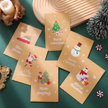 Imagem de Pacote com 6 cartões comemorativos de Feliz Natal com envelope design fofo tamanho pequeno padrão 10
