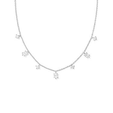 Imagem de Kendra Scott Colar feminino Cailin delicado prata branco CZ tamanho único