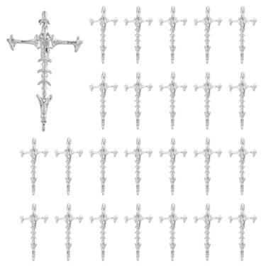 Imagem de Conjunto de 5 colares góticos punk cruz, caveira de osso de esqueleto com coluna e pingente de gaiola canelada, gargantilha hip hop para homens e mulheres