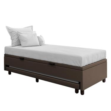 Imagem de Bicama Box Baú Solteirão 96x188cm Samy S05 Sintético Marrom - Mpozenato