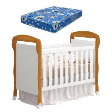 Imagem de Berço Americano Danny Branco Acetinado Savana Com Colchão Ortobom - Reller