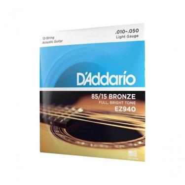 Imagem de Encordoamento Violão Aço 12 Cordas .010-.050 85-15 Bronze Ez940 D Addario