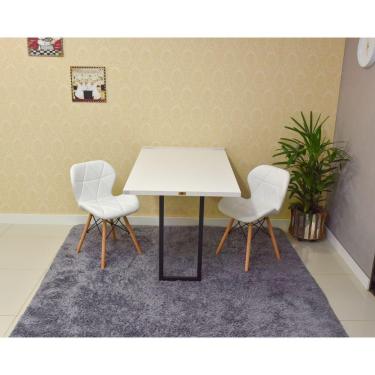 Imagem de Conjunto Mesa Dobrável Branca e 2 Cadeiras Slim Branca