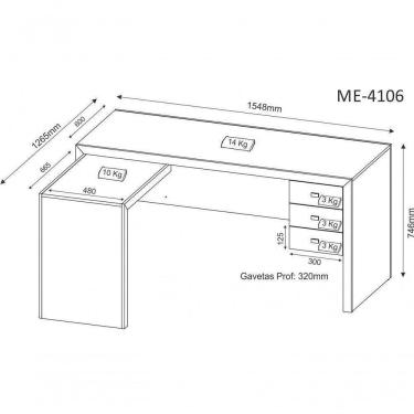 Imagem de Mesa Para Escritório Home Office Me4106 Mdp Amendoa