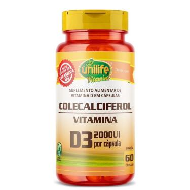 Imagem de Vitamina D3 (colecalciferol) 60 Cápsulas 2000 Ui Unilife