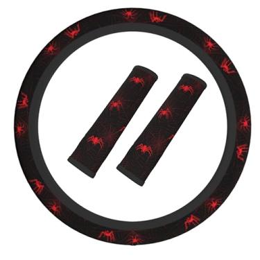 Imagem de Capa de volante de Halloween elástica antiderrapante para volante de carro com cinto de segurança almofada de ombro para mulheres e homens