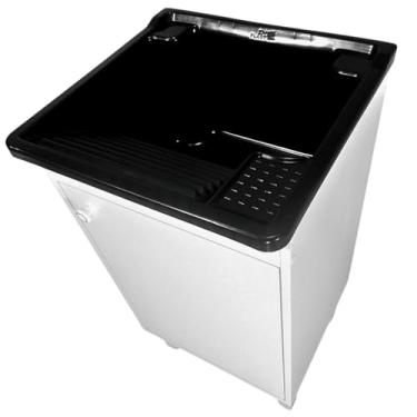 Imagem de Tanque 26L Com Gabinete 46cm 1 Porta + Sifão Entregue Montado Cor: Tanque Preto