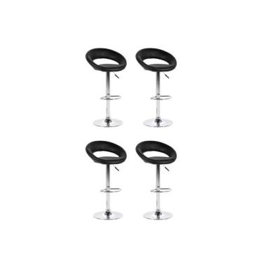 Imagem de Kit 4 Banquetas Estofadas Lux Com Regulagem A Gás Preto - Facthus