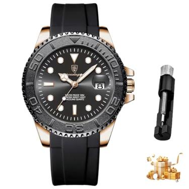 Imagem de Relógio Cronógrafo Masculino para Negócios, Relógio de Quartzo em Aço Inoxidável, Exibição Automática de Data, Dourado-Preto 680