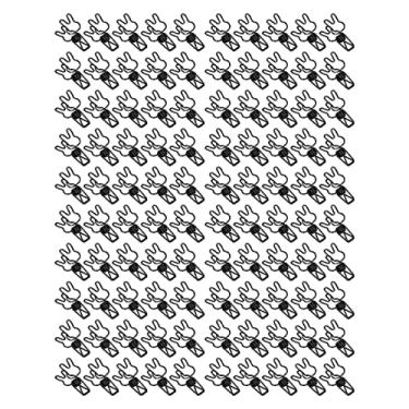 Imagem de Clipes de pasta de coelho bonito oco para fora clipes de papel pequenos de metal fixação forte durável para documentos roupas papel 100 pces (Preta)