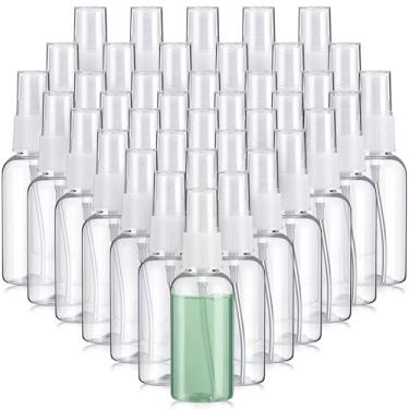 Imagem de 100 frascos de spray transparentes de plástico vazio de 28,3 g de névoa fina pequenos recipientes de spray com 5 funis de recipientes de viagem líquidos recarregáveis para óleos essenciais de toner de