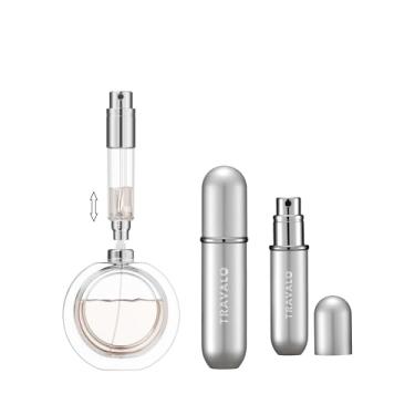 Imagem de Atomizador de perfume recarregável, frasco de perfume com enchimento inferior, mini dispensador de colônia, tamanho de viagem, pulverizador portátil para mulheres e homens, presente, Prata, 0.2 Ounces