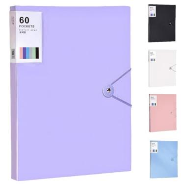 Imagem de Fichário de 60 bolsos com mangas de plástico 21 x 28 cm, pasta de portfólio de arte resistente com protetores de folha transparentes, exibição de 120 páginas, livro de apresentação para obras de arte