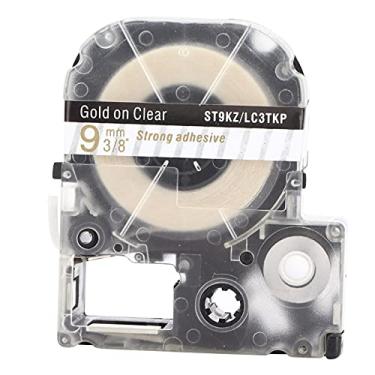Imagem de Fita de etiqueta à prova de óleo, anticorrosão, resistente ao desgaste, transparente, durável, etiquetadora, para impressora de etiquetas, série LW, máquina de etiquetas Jin (Letras douradas com