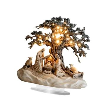 Imagem de Generic Presépio de Natal de Mesa - Placa Decorativa Multifuncional para Escritório/Estante - Decoração Cristão para as Festas de Fim de Ano, 15cmx20cm
