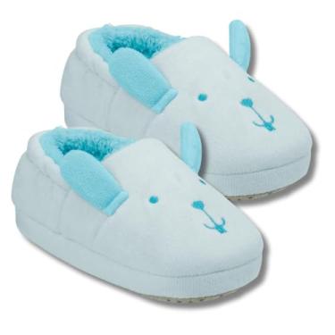 Imagem de Pimpolho Pantufa Infantil Antiderrapante, Poliéster com Plush, Azul Claro, Super Aconchegante e Charmosa, N 20 ao 27