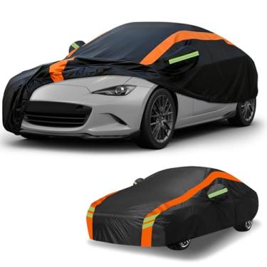 Imagem de Blshwez Capa de carro impermeável multicamadas para todos os climas para Mazda MX-5 Miata 1990-2025, proteção UV chuva de neve com porta com zíper e bolsa de armazenamento
