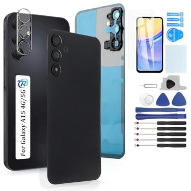 Imagem de Para Samsung Galaxy A15 5G A156U Vidro Traseiro Substituição para Samsung A15 4G A155F Tampa de Bateria de Substituição de Vidro Traseira Peças Acessórios de Porta com Ferramentas de Reparo (Preto)