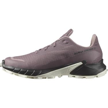 Imagem de Salomon Alphacross 5 Gore-Tex, Tênis de corrida feminino impermeável, Moonscape/preto/branco, 37