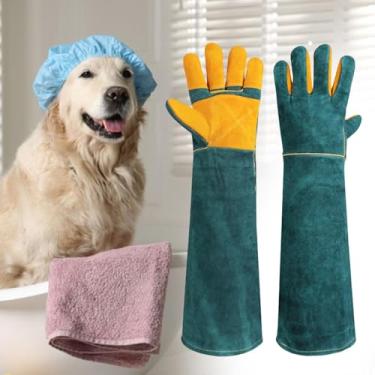 Imagem de RNXRZANK Luvas de 60 Cm de Comprimento para Manuseio de Animais, com Proteção Estendida para O Antebraço, Ideais para Banho de Cães E Gatos. Resistentes a Perf