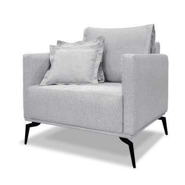 Imagem de Poltrona Sala De Estar Pé De Ferro Preto Rafaela Linho Grigio S04 - D'rossi