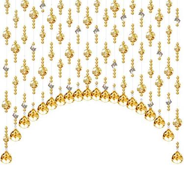 Imagem de Cortinas com contas cortadas para sala de estar, cortina de entrada, quarto, sem perfuração, pode ser personalizada (cor: A, tamanho: 130 x 80 cm - 35 raízes)