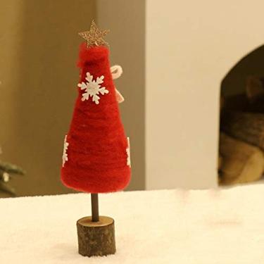 Imagem de HYMCX Árvore de Natal premium, árvore de Natal de feltro de lã, árvore de Natal, estatueta de árvore de Natal, enfeites de Natal de mesa pequenos pingentes, várias árvores de Natal falsas (cor: árvore